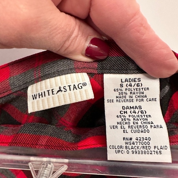 White Stag plaid grey black & red midi skirt nwot - Picture 5 of 5